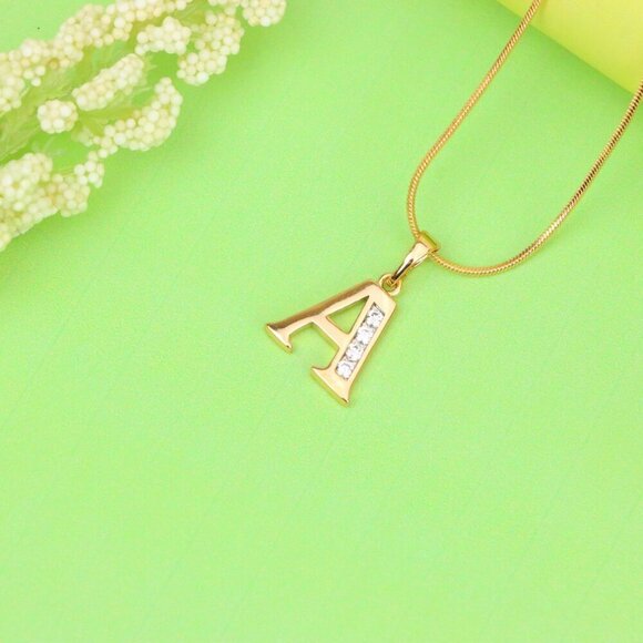 "Rose Gold Letter A Pendant with Crystals – 18K Gold Plated Charm, XPPT1350 - Picture 11 of 12